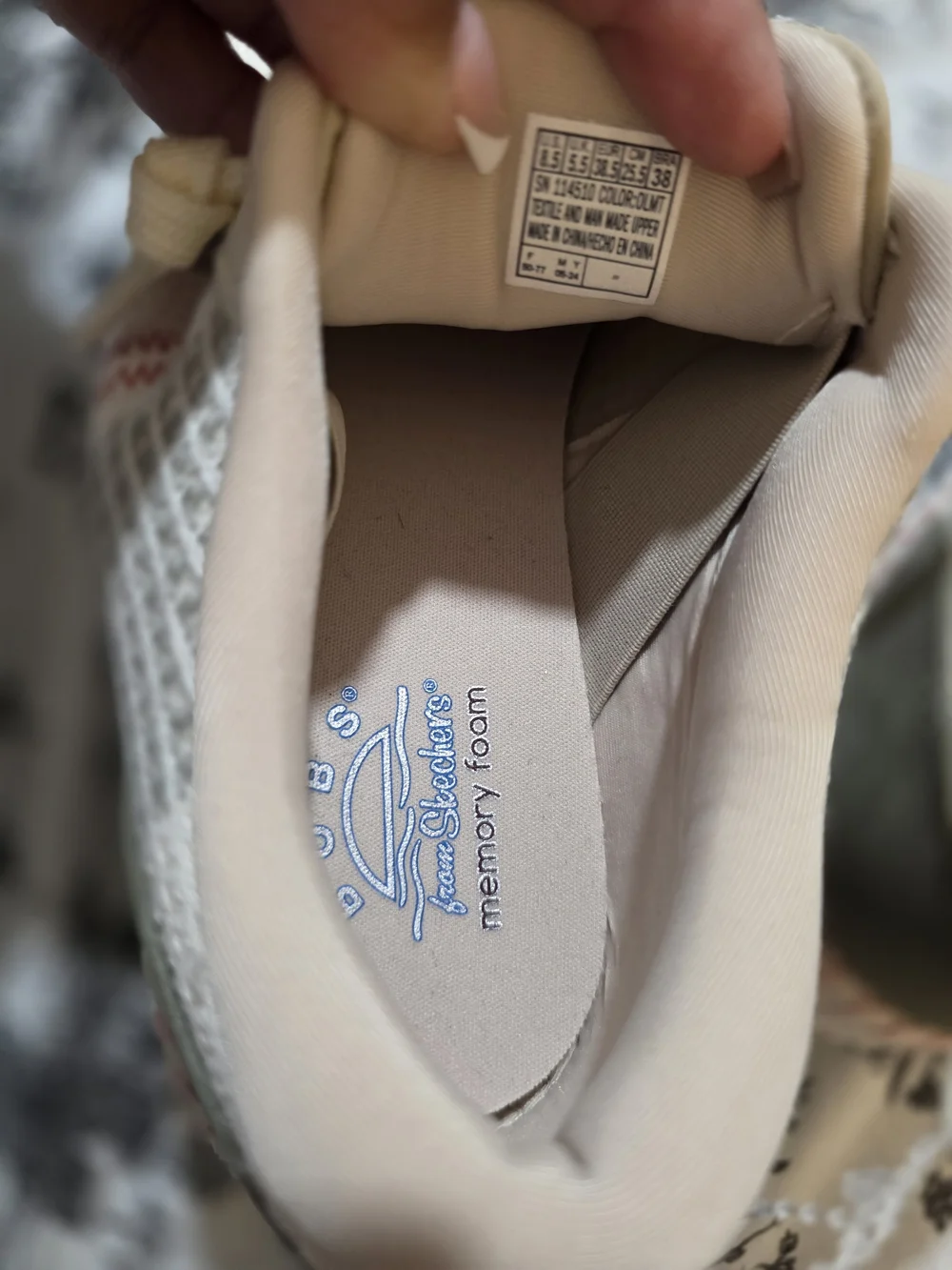 Skechers  Bobs Memory Foam Women's White, Gray & Light Pink Mesh Sport Sneaker